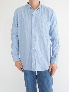 Club Monaco Light Blue Button Down Shirt Long Sleeve Pocket Casual Classic Large